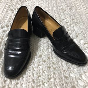 Bruno Magli Black Stacked Heel Loafers 5B